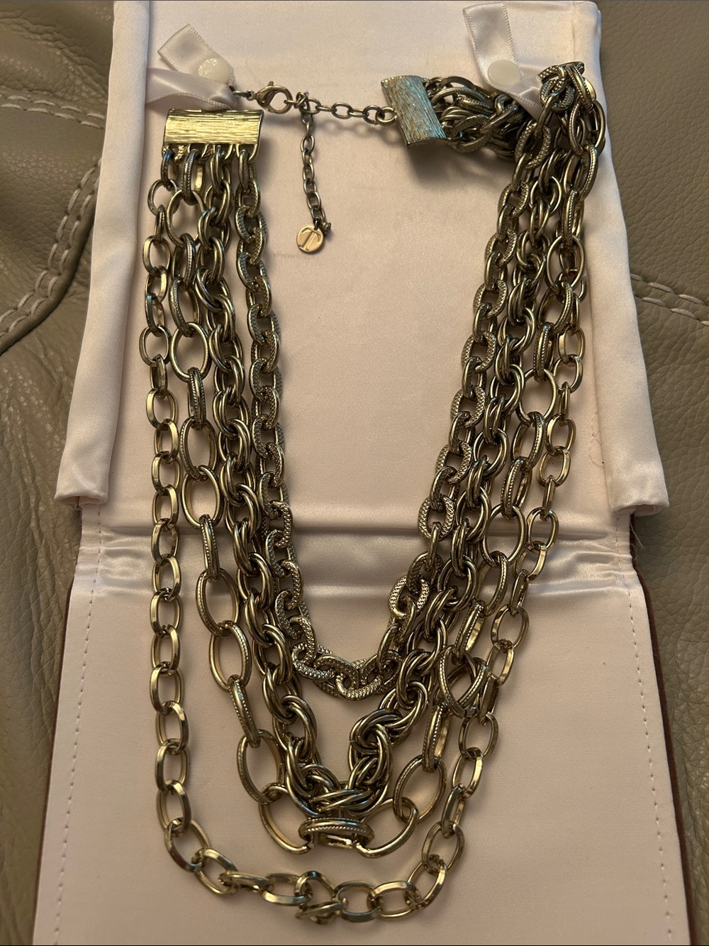 Multi-Row Gold-Tone Talbots Chain Statement Necklace